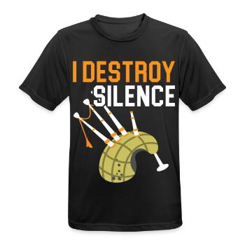 Je détruis les cornemuses de musicien d’instrument silencieux - T-shirt respirant Homme - noir - Devant - AI Model Male 178 light (178cm)