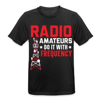 Funkamateure machen es mit der Frequenz Amateurfun - Männer T-Shirt atmungsaktiv - Schwarz - Vorne - AI Model Male 178 light (178cm)