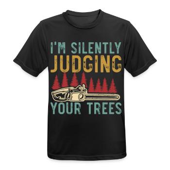 Ich richte stillschweigend über Ihre Bäume Arboris - Männer T-Shirt atmungsaktiv - Schwarz - Vorne - AI Model Male 178 light (178cm)