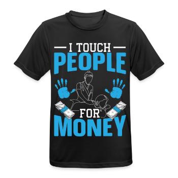 Ich berühre Menschen für Geld Massagetherapeutin - Männer T-Shirt atmungsaktiv - Schwarz - Vorne - AI Model Male 178 light (178cm)