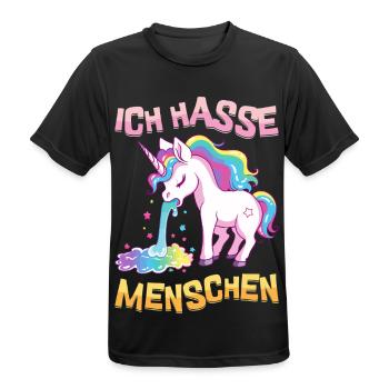 I Hate People Unicorn Puking Rainbow Funny - Men's Breathable T-Shirt - black - Front - AI Model Male 178 light (178cm)