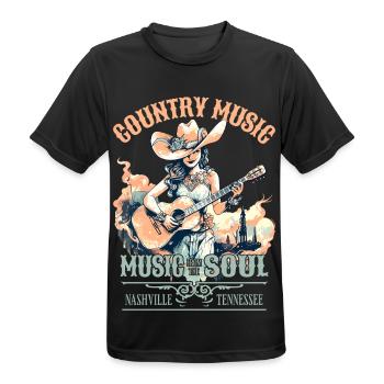 Country Musik Girl Gitarre Western USA Vintage - Männer T-Shirt atmungsaktiv - Schwarz - Vorne - AI Model Male 178 light (178cm)