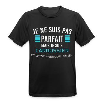 je ne suis pas parfait CARROSSIER - T-shirt respirant Homme - noir - Devant - AI Model Male 178 light (178cm)