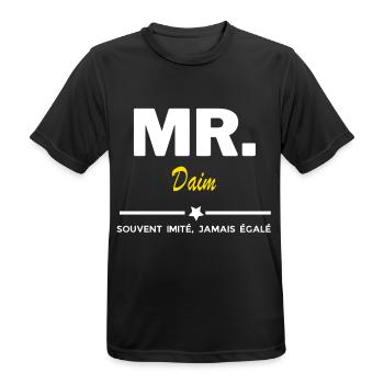MR. souvent imité, jamais égalé Daim - T-shirt respirant Homme - noir - Devant - AI Model Male 178 light (178cm)