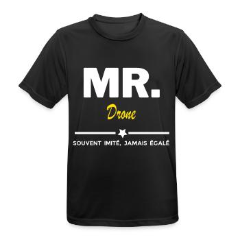 MR. souvent imité, jamais égalé Drone - T-shirt respirant Homme - noir - Devant - AI Model Male 178 light (178cm)