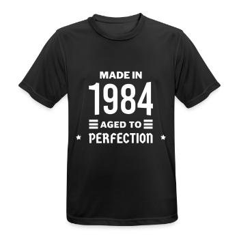 Made in aged to perfection 1984 - T-shirt respirant Homme - noir - Devant - AI Model Male 178 light (178cm)