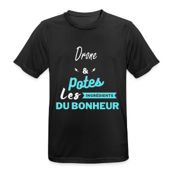 potes les ingrédients du bonheur Drone - T-shirt respirant Homme - noir - Devant - AI Model Male 178 light (178cm)