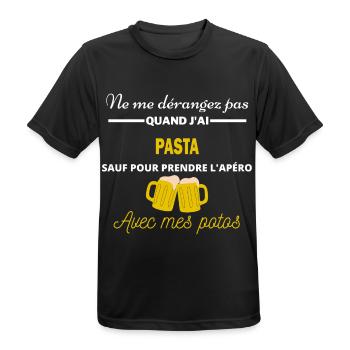 Ne me dérangez pas QUAND J'ai l'apéro pasta - T-shirt respirant Homme - noir - Devant - AI Model Male 178 light (178cm)