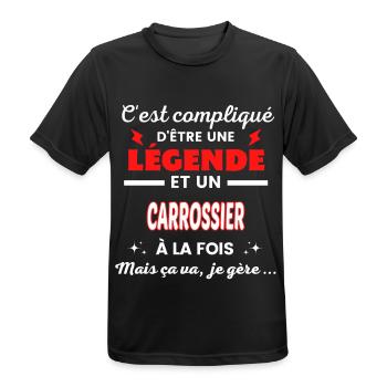 C'est compliqué phrase drôle CARROSSIER - T-shirt respirant Homme - noir - Devant - AI Model Male 178 light (178cm)