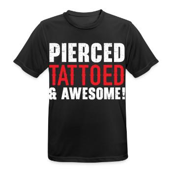 Pierced Tattooed and Horny Tattooing Tattoo - Men's Breathable T-Shirt - black - Front - AI Model Male 178 light (178cm)