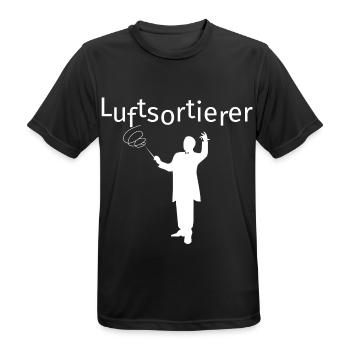 Luftsortierer - Männer T-Shirt atmungsaktiv - Schwarz - Vorne - AI Model Male 178 light (178cm)