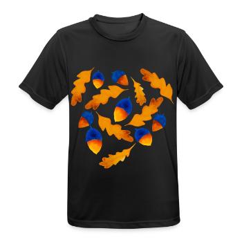 Herbst Muster Eicheln Geschenk - Männer T-Shirt atmungsaktiv - Schwarz - Vorne - AI Model Male 178 light (178cm)