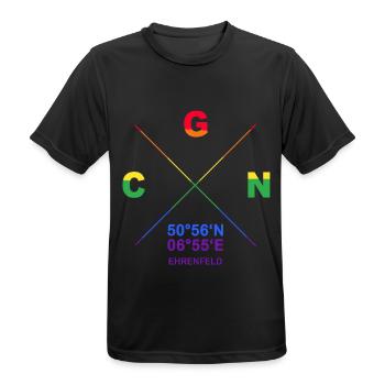 CGN Ehrenfeld Veedel Koordinaten Gay Pride CSD - Männer T-Shirt atmungsaktiv - Schwarz - Vorne - AI Model Male 178 light (178cm)