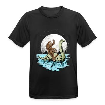 Bigfoot Reit Reite Loch Ness Monster - Männer T-Shirt atmungsaktiv - Schwarz - Vorne - AI Model Male 178 light (178cm)