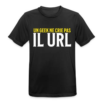 un geek ne crie pas il url - T-shirt respirant Homme - noir - Devant - AI Model Male 178 light (178cm)