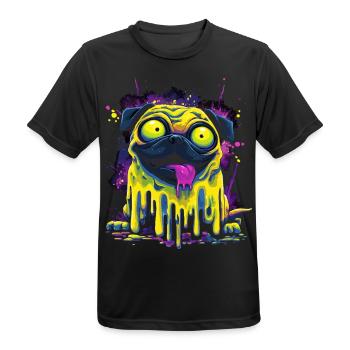 Trippy Psychedelischer Mops Bunter Graffiti Style - Männer T-Shirt atmungsaktiv - Schwarz - Vorne - AI Model Male 178 light (178cm)