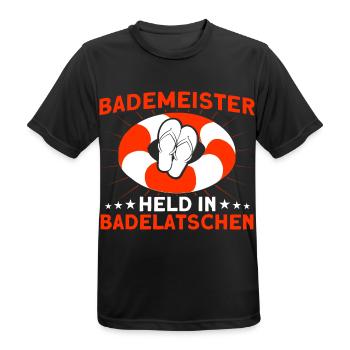 Bademeister Schwimmbad Lifeguard Rettungsschwimmer - Männer T-Shirt atmungsaktiv - Schwarz - Vorne - AI Model Male 178 light (178cm)
