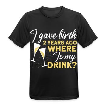 2ème anniversaire Boisson à la bière Mère Maman - T-shirt respirant Homme - noir - Devant - AI Model Male 178 light (178cm)