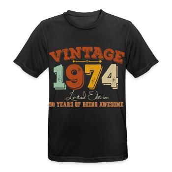 Millésime 1974 Rétro Style 51ème Anniversaire - T-shirt respirant Homme - noir - Devant - AI Model Male 178 light (178cm)