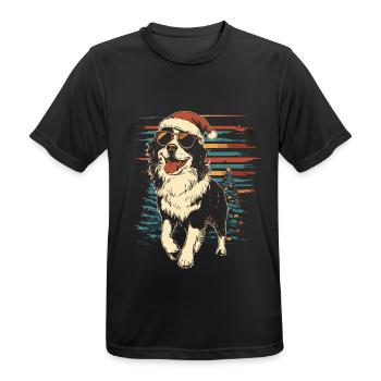 Berger australien frais Noël - T-shirt respirant Homme - noir - Devant - AI Model Male 178 light (178cm)