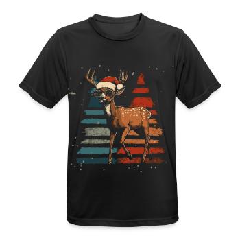 Cerf avec chapeau de Père Noël et lunettes de soleil - T-shirt respirant Homme - noir - Devant - AI Model Male 178 light (178cm)