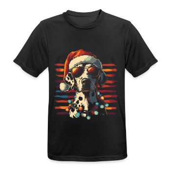 Dalmatien avec chapeau de Père Noël et lunettes de soleil - T-shirt respirant Homme - noir - Devant - AI Model Male 178 light (178cm)