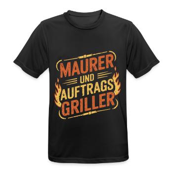 Maurer und Auftragsgriller - Männer T-Shirt atmungsaktiv - Schwarz - Vorne - AI Model Male 178 light (178cm)