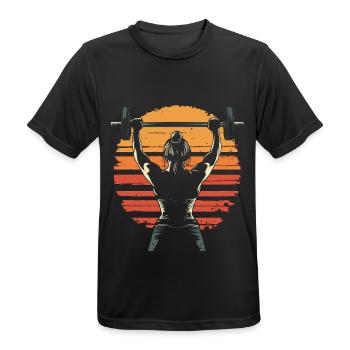 Weight training weightlifting woman vintage silhouette - Men's Breathable T-Shirt - black - Front - AI Model Male 178 light (178cm)