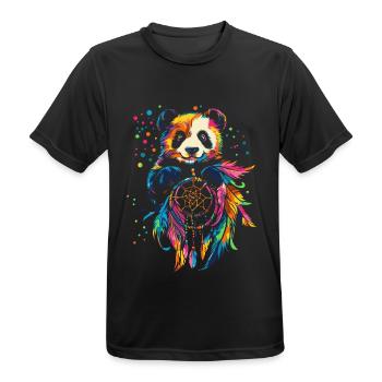 Panda mitTraumfänger - Männer T-Shirt atmungsaktiv - Schwarz - Vorne - AI Model Male 178 light (178cm)