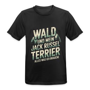 Wald und mein Jack Russel Terrier - Männer T-Shirt atmungsaktiv - Schwarz - Vorne - AI Model Male 178 light (178cm)