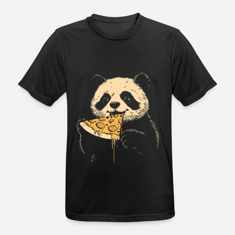 Panda eats pizza - Men's Breathable T-Shirt - black