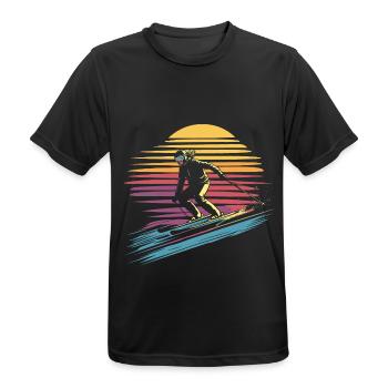 Woman skiing vintage - Men's Breathable T-Shirt - black - Front - AI Model Male 178 light (178cm)