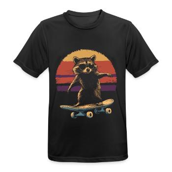Waschbär auf Skateboard vintage - Männer T-Shirt atmungsaktiv - Schwarz - Vorne - AI Model Male 178 light (178cm)