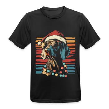 Weimaraner Weihnachten mit Sonnenbrille - Männer T-Shirt atmungsaktiv - Schwarz - Vorne - AI Model Male 178 light (178cm)