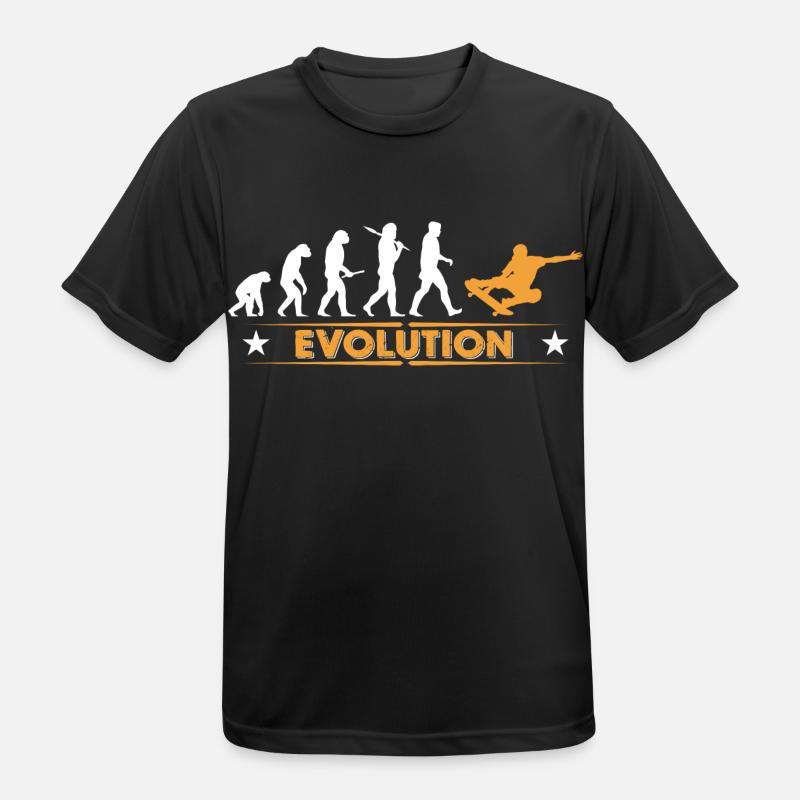 Skateboard Evolution - orange/weiss - Männer T-Shirt atmungsaktiv - Schwarz