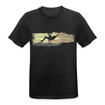 extreme climbing :: Extrem Klettern - Männer T-Shirt atmungsaktiv - Schwarz - Vorne - AI Model Male 178 light (178cm)