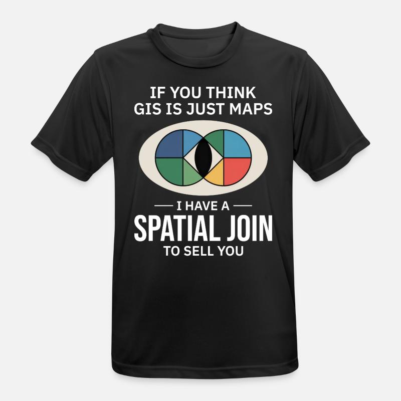 GIS Spatial Join Map Datenanalyse - Männer T-Shirt atmungsaktiv - Schwarz