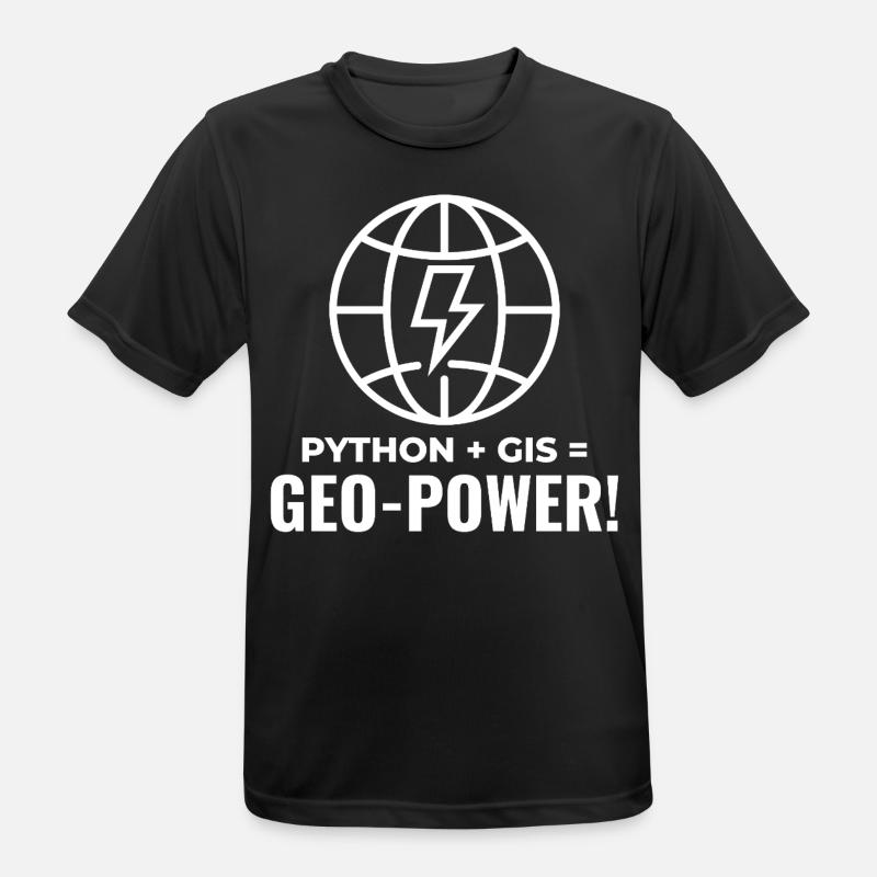 Python SIG Géo-Puissance Programmation Géospatial - T-shirt respirant Homme - noir
