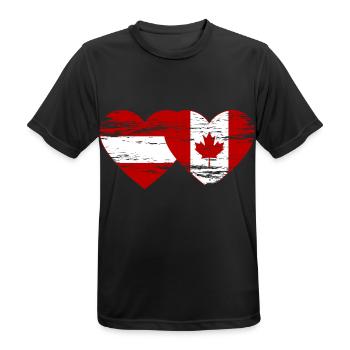 Austria Canada flag heart used - Men's Breathable T-Shirt - black - Front - AI Model Male 178 light (178cm)