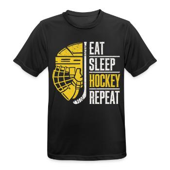 hockey sur glace les joueurs de hockey sur glace mangent dorment hockey répéter - T-shirt respirant Homme - noir - Devant - AI Model Male 178 light (178cm)