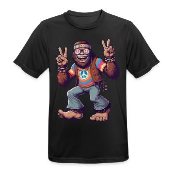 Hippie 70er Jahre 1970er 60er Jahre Party Bigfoot - Männer T-Shirt atmungsaktiv - Schwarz - Vorne - AI Model Male 178 light (178cm)