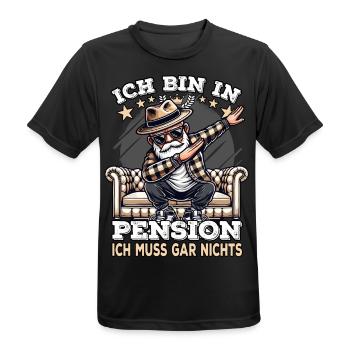 Pension Pensionierung Mann Ich bin in Pension - Männer T-Shirt atmungsaktiv - Schwarz - Vorne - AI Model Male 178 light (178cm)