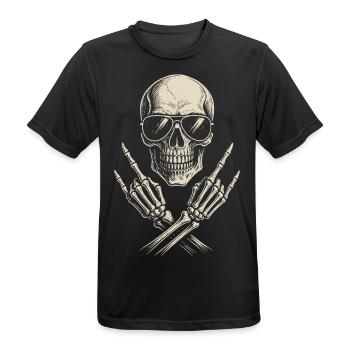Musique Rock, Crâne, Main De Roche, Heavy Metal - T-shirt respirant Homme - noir - Devant - AI Model Male 178 light (178cm)
