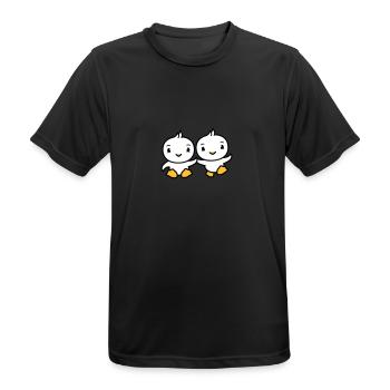 2 friends team couple couple party cool chick cute - Men's Breathable T-Shirt - black - Front - AI Model Male 178 light (178cm)