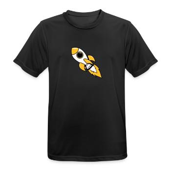 rocket space travel flying - Men's Breathable T-Shirt - black - Front - AI Model Male 178 light (178cm)