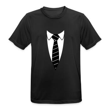 Krawatte - Männer T-Shirt atmungsaktiv - Schwarz - Vorne - AI Model Male 178 light (178cm)