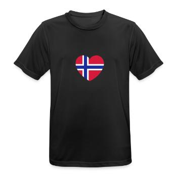 Coeur Norvège - T-shirt respirant Homme - noir - Devant - AI Model Male 178 light (178cm)