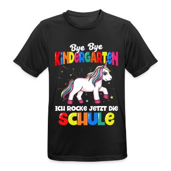 Einhorn Schulbeginn Schulanfänger Schulkind - Männer T-Shirt atmungsaktiv - Schwarz - Vorne - AI Model Male 178 light (178cm)