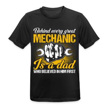 Papa Père Mécanicien Père Famille - T-shirt respirant Homme - noir - Devant - AI Model Male 178 light (178cm)