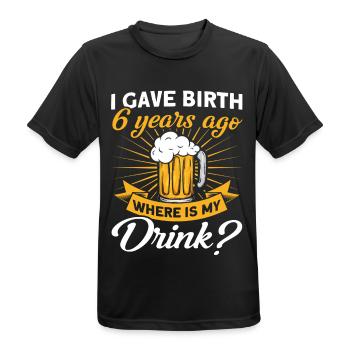 6. Geburtstag Bier Trinken Mutter Mama - Männer T-Shirt atmungsaktiv - Schwarz - Vorne - AI Model Male 178 light (178cm)